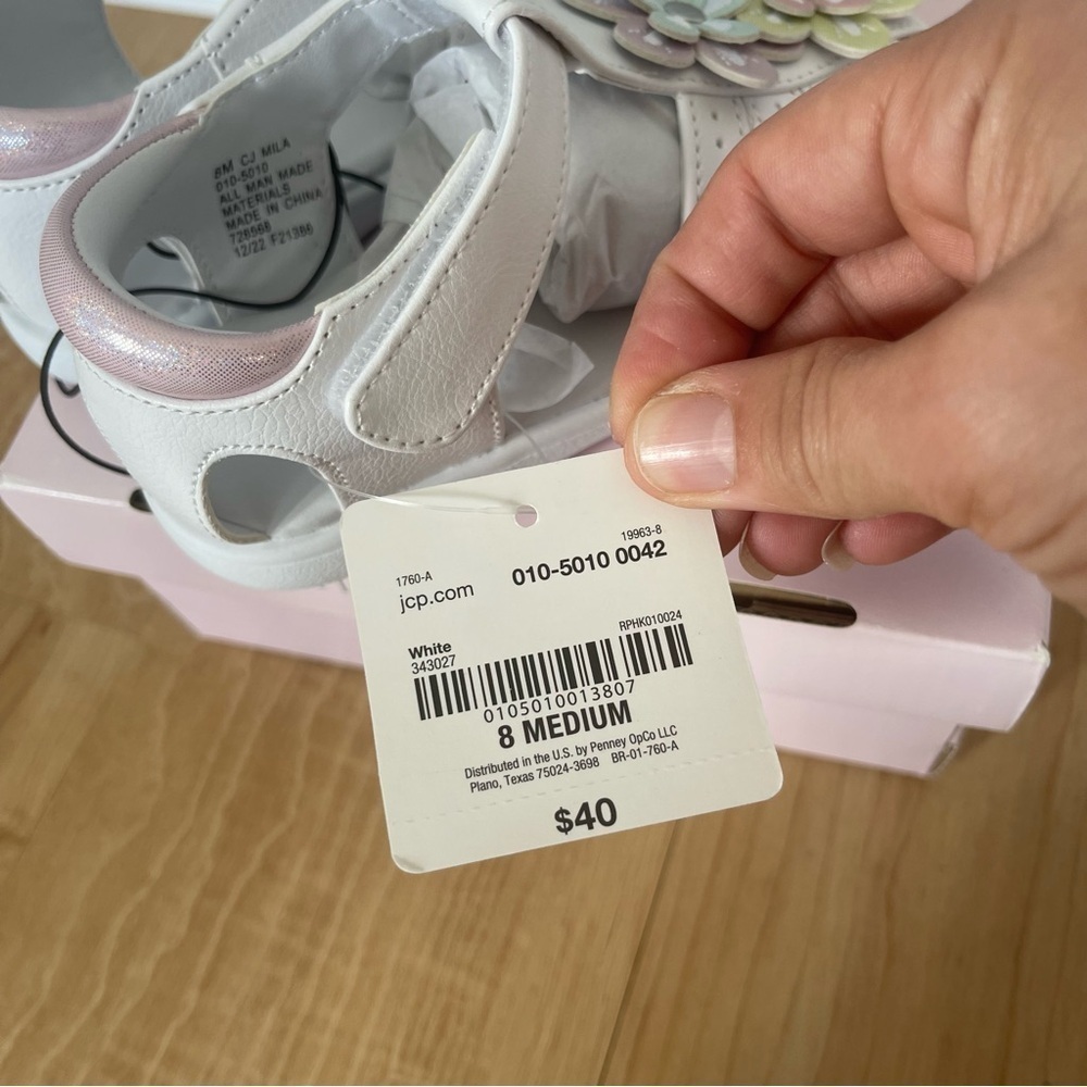 NWT Christie & Jill Toddler 8 Girls White Mila Sandals Flower Memory Foam Shoes - Picture 6 of 7